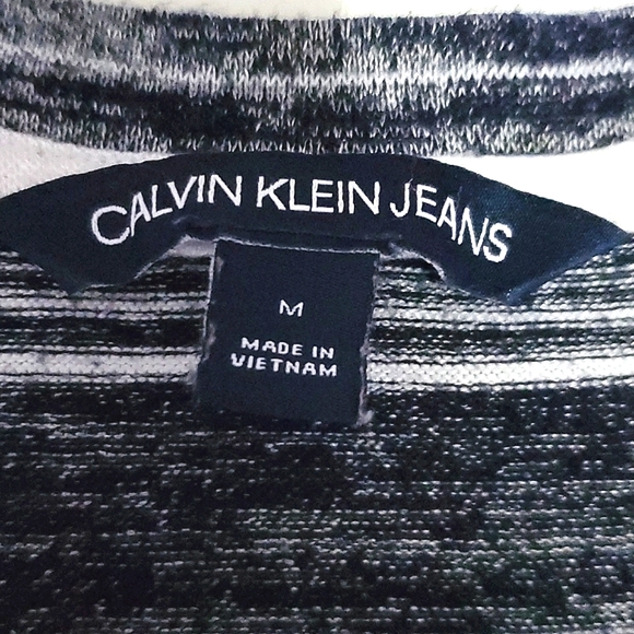Calvin Klein Jeans Striped Oversized Navy Short Sleeve Tee Shirt - Picture 6 of 7